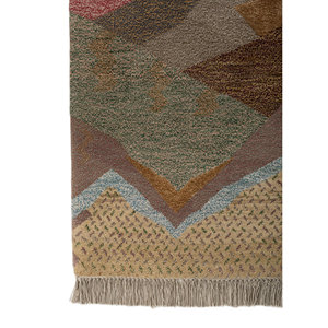 Manchaha Hand Knotted Wool & Bamboo Silk Rugs <b>Red</b> & Orange with Geometric Pattern for Home Use-Les-2901 - Product Image 4