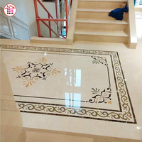 Sol personnalisé pour villa hôtel de luxe Crème Marbre Marbre Jet d'eau Escaliers Crème Marbre Jet d'eau Médaillon Carrelages de sol
