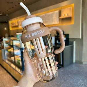 Eco-Friendly Cute Ice Cream Shaped Water <b>Bottle</b> with Handle and <b>Straw</b> for Kids Travel Gifts - Product Image 1