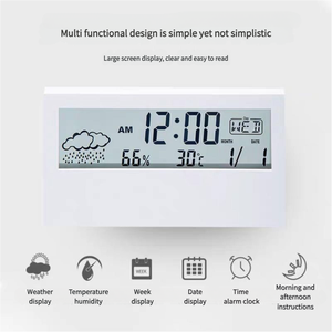 Smart Desk Digital <strong>Clock</strong> Time Calendar LCD Electric Alarm <strong>Clock</strong> Digital Temperature Humidity Modern Transparent Creative <strong>Clocks</strong> - Product Image 5
