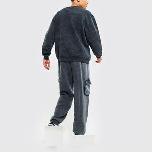 Pantalones acampanados lavados con ácido con logotipo personalizado al por mayor, ropa de calle con cuerdas para correr, pantalones de hombre lavados con piedra de estilo Vintage para hombre - Product Image 2