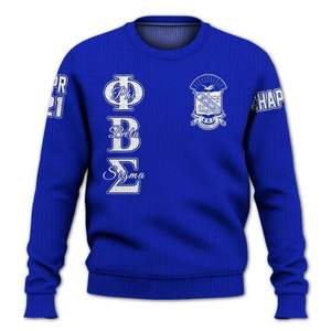 Suéter de punto acrílico Phi Beta Sigma 1914, letras griegas de chenilla, fraternidad, Azul, Blanco, Sigma Beta, suéter, ropa - Product Image 3