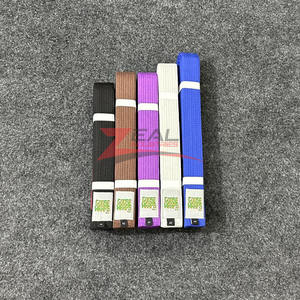 Ceintures de jiu jitsu personnalisées neuf lignes de couture étiquettes tissées personnalisées broderie couleur rayures classées ceintures bjj fabriquées au Pakistan - Product Image 1