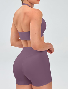Ensemble de yoga pour femmes, deux pièces, soutien-gorge de sport et short taille haute, respirant, extensible, vêtements de course et d'entraînement - Product Image 2