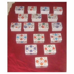 Natural Handmade Bulk Quantity Rectangular Shape Different Different Stone Inlay Design <b>Ramadan</b> Marble <b>Gift</b> <b>Boxes</b> And Reselling - Product Image 1
