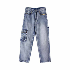 High Quality Baggy <b>Skater</b> <b>Jeans</b> Wide Leg OEM Custom Style Button Fashionable Breathable Design for Winter <b>Men's</b> <b>Jeans</b> - Product Image 1