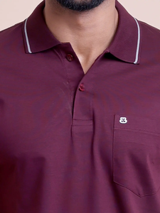 เสื้อยืดผ้าฝ้ายเมอร์เซริสสำหรับคอโปโลแขนครึ่งท่อนใส่สบายสไตล์คลาสสิกมีสไตล์ใส่สบายเนื้อผ้าฝ้าย100% เข้ารูปสีพื้น - Product Image 3