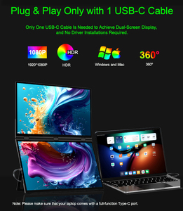 Eimio OEM 2024 nóng bán 18.5 inch cổng USB ba màn hình cảm ứng kép trò chơi máy tính xách tay màn hình di động 120Hz Tốc độ làm mới 1080P IPS - Product Image 5