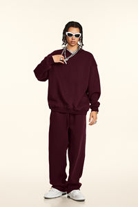 Venta caliente moda Unisex cuello redondo liso en blanco pulóver sudadera de gran tamaño de lana Streetwear 100% algodón sudadera de lujo - Product Image 2