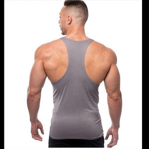 Alta calidad 100% algodón apretado músculo Fitness acanalado compresión gimnasio camiseta sin mangas para hombres - Product Image 3