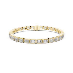 Emerald Cut Moissanite Bezel Set Tennis <b>Bracelet</b> 925 Sterling <b>Silver</b> Rhodium Plated Handmade Fine Jewelry GRA Certified Luxury - Product Image 4