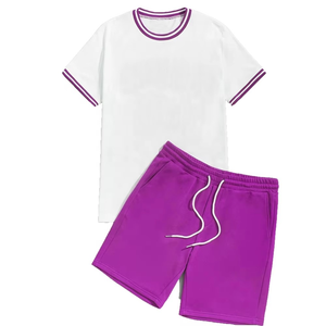 Ensemble de vêtements pour hommes en deux pièces, short et t-shirt, streetwear décontracté, pantalon et t-shirt en deux pièces, ensembles de t-shirts vintage lavés - Product Image 5