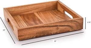 Acacia Wood <b>Serving</b> <b>Tray</b> With Handles, <b>Wooden</b> <b>Serving</b> <b>Tray</b>, Snack <b>Tray</b>, Breakfast <b>Tray</b>, Great For, Breakfast - Product Image 5