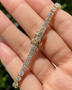 White Round Shape <b>Moissanite</b> Diamond <b>Bracelet</b> 925 Sterling Silver Customized <b>Bracelet</b> Gift For Her - Product Image 1