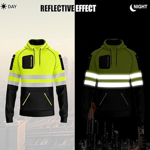 Sweat-shirt à capuche réfléchissant haute visibilité avec bande durable pour les patrouilles nocturnes et les équipes de sécurité - Product Image 4