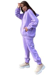 Chándales de lana de algodón con cuello redondo personalizables unisex de 2 piezas, ropa deportiva informal para hombres y mujeres, ropa deportiva de invierno con logotipo - Product Image 4