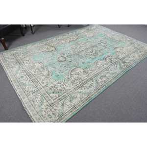 Tapis turc vintage 5,4x9,6 pieds, tapis en laine marocaine bleu - Product Image 4