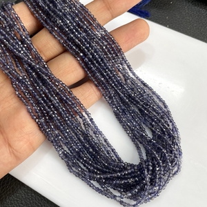 Perles en forme de rondelle à facettes en iolite naturelle Perles de pierres précieuses en gros pour la fabrication de bijoux - Product Image 2