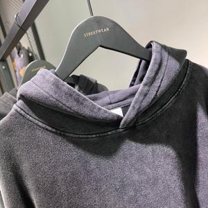 100% Cotton Winter Men's & Women's Vintage Black Acid Wash Fleece Eco-Friendly Oversized Hip Hop Casual Pullover Hoodies - Product Image 6