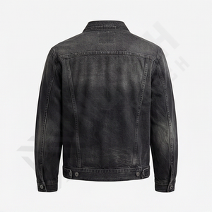 Chaqueta Vaquera de Moda para Hombre 2025, Logotipo Personalizado, Color Negro Sólido, Cuello Alto, Estilo con Botones, Corte Ajustado, Estilo Informal - Product Image 2