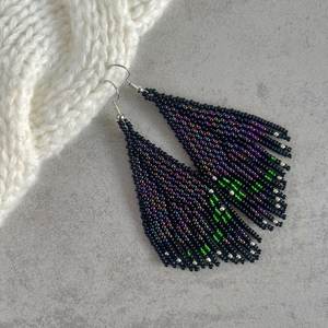 Boho ต่างหูลูกปัดด้วยการออกแบบสีฟ้าครามแอนดี้ cascading Fringe, เครื่องประดับของขวัญที่ไม่ซ้ำกัน - Product Image 4