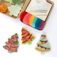 Kit de feutrage à l'aiguille Feutre à l'aiguille de laine Ornements de Noël Kits de démarrage pour débutants Enfants Cadeau Étoiles en feutre