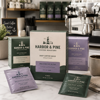 Sachets de café filtre individuels personnalisés AT PACK avec boîtes pour torréfacteurs, cafés, vente au détail et marques privées