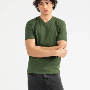 Col en V T-shirts les plus vendus Coupe régulière Manches courtes Élégant Summer Daily Wear T-shirts - Product Image 4