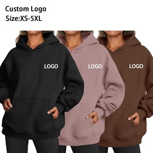 Nueva llegada Streetwear 2025 sudaderas de algodón Drop Shoulder Pullover Sporty Plain Soft sudaderas con capucha de las mujeres - Product Image 5