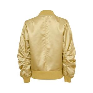 Chaqueta Bomber de satén dorado para mujer de alta calidad, chaqueta universitaria deportiva ligera, relleno de algodón, diseño transpirable de béisbol Letterman - Product Image 2