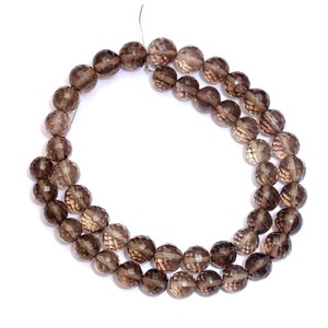 Cuentas Redondas Facetadas de Cuarzo Ahumado AAA+ de 6mm-7mm, Cuentas Sueltas de Cuarzo Ahumado Marrón Natural, Piedras Preciosas Semipreciosas para la Fabricación de Joyas - Product Image 2
