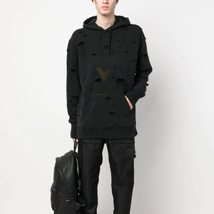 Sudaderas con capucha desgastadas para hombre estilo Streetwear tamaño personalizado MOQ bajo sudadera térmica de tela de algodón de gran tamaño - Product Image 2