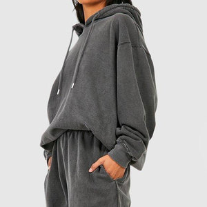 Conjunto de Jogger de lavado ácido con estilo para mujer hecho a medida de alta calidad, chándales de diseñador informales de Hip Hop a la moda para invierno - Product Image 5