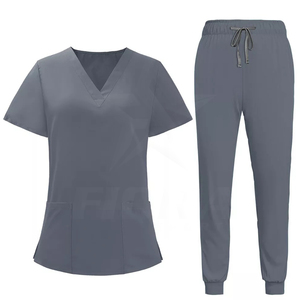 Conjuntos de Uniformes Médicos Unisex de Tela de Lana, Uniforme de Enfermería de Manga Corta para Hospital, Personalizable con Logotipo y Color - Product Image 2