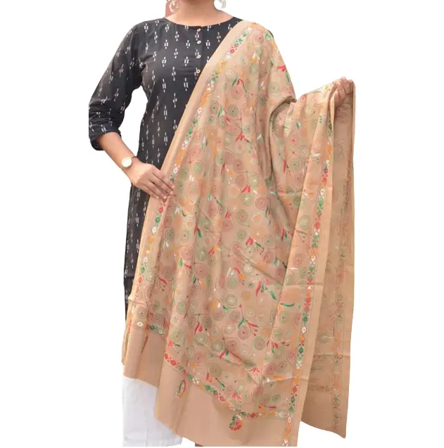 Beautiful Ethnic Indian Traditional Wear New Designer Premium Quality Allover Kantha Cotton Dupatta At Wholesale Manufacture