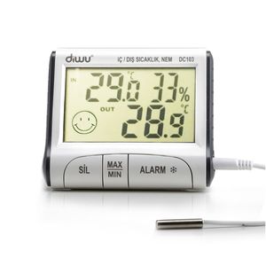 Thermomètre et hygromètre à sonde Max-Min intérieur/extérieur Diwu DC103 avec écran LED LCD - Product Image 2