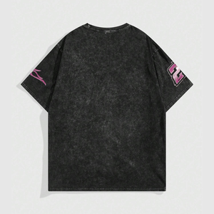 Tendance hommes été décontracté à manches courtes T-Shirts avec lettre et impression de voiture T-Shirt uni 100% coton goutte épaule T-Shirt hommes - Product Image 2