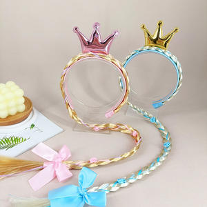 Новинка, Детская повязка на голову для принцессы Эльзы, парик для девочек, длинная коса, корона принцессы, аксессуары для волос, замороженные - Product Image 4
