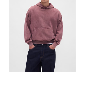 MOVATEXTILES Basics ผลิตเสื้อฮู้ดดี้ปักลายสำหรับผู้ชาย ดีไซน์ตามสั่ง ขายดีช่วงฤดูหนาว ผ้าฝ้ายฟลีซ 100% มีกระเป๋า ทรงโอเวอร์ไซส์ - Product Image 2