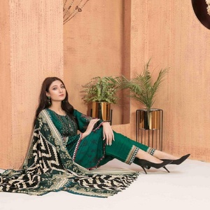 ผ้าลินินปากีสถานที่มีตราสินค้าชั้นนำ3ชิ้น salwar kameez สำหรับสาวๆการออกแบบแฟชั่นแบบดั้งเดิมพร้อมการปักลาย tawakkal - Product Image 3