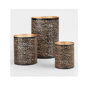 Juego votivo de vela chapada en color negro de 3 velas votivas con material dorado vela votiva a muy buen precio - Product Image 1