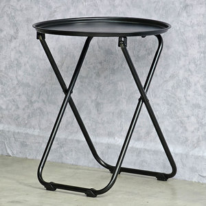Minimalist Foldable <b>Round</b>-Top Lemon Tea <b>Table</b> Portable <b>Folding</b> <b>Table</b> BTC002 for Courtyard Kitchen Made Powder-Coated Iron Wood - Product Image 2