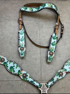 ชุดหมุดยึดแบบตะวันตกทำด้วยมือพร้อมหนังพรีเมี่ยมและที่สวมหัวหนังจระเข้ปกหน้าอกเครื่องมือตกแต่งสำหรับม้า - Product Image 5