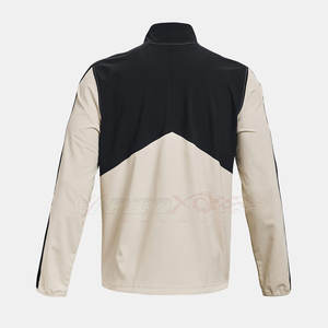 Veste coupe-vent unie à logo personnalisé pour hommes Vestes de pluie pour le sport avec col montant et tissu en toile - Product Image 6