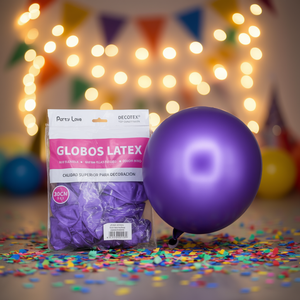 Globos de Látex Party Love de 30 cm, Color Morado Metálico, para Decoración - Product Image 3