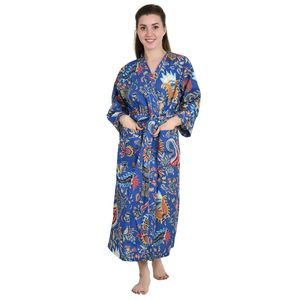 Pure Cotton Handblock Kimono Floral Boho Bath Robe Soft <b>Spring</b> Summer Fashion <b>Cardigan</b> Beach Cover Bridesmaid Dressing ODM - Product Image 3