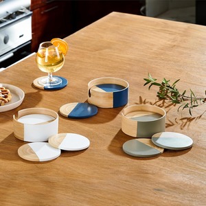 Posavasos de bambú hilado en bobina de dos tonos de lujo y conjunto de soporte posavasos accesorios para bebidas precio barato - Product Image 4