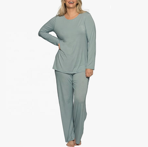 ชุดนอนผ้าฝ้ายแท้ 100% ลายเรียบสำหรับผู้หญิง เนื้อผ้านุ่ม ระบายอากาศได้ดี พร้อมเชือกผูกเอวและแขนเสื้อยาวเต็มตัว - Product Image 1