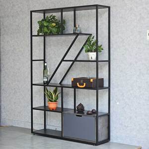 KTB68166 Standing Type Decorative Shelving <b>Unit</b> Iron Frame 240x35x180cm Made Rubber Wood Flexible Design Rectangle Shape for - Product Image 4