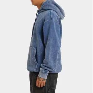 Vente directe d'usine 2025, sweats à capuche pour hommes en coton 100% avec effet délavé, logo personnalisé, impression sérigraphique, sweats à capuche d'hiver - Product Image 6